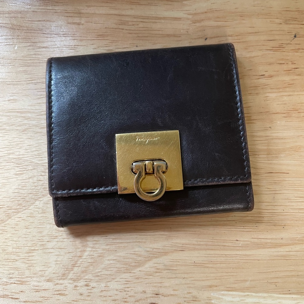Salvatore Ferragamo Chocolate Brown Leather Wallet